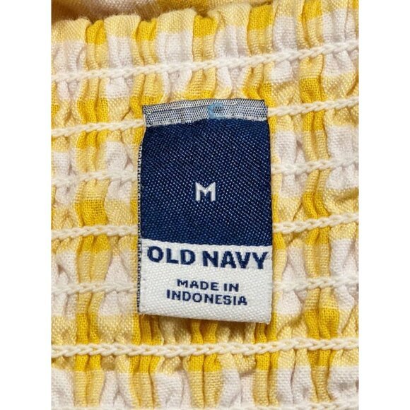 Old Navy Womens M Fit Flare Tiered Seersucker All Day Yellow Gingham Maxi Dress - Picture 11 of 12